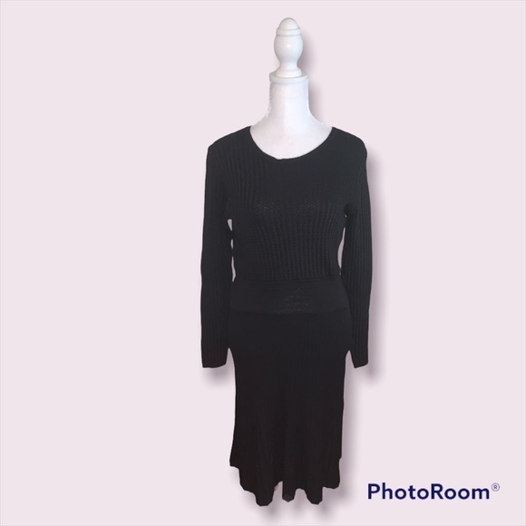 Ann Taylor Loft Black Sweater Tea Dress Size Medium - Picture 1 of 7